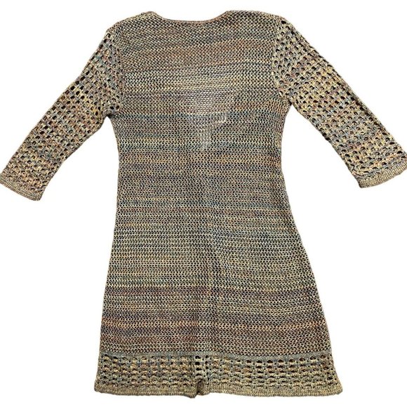 New Direcctions women's multicolor open weave twist front, light weight sweater - Picture 6 of 10